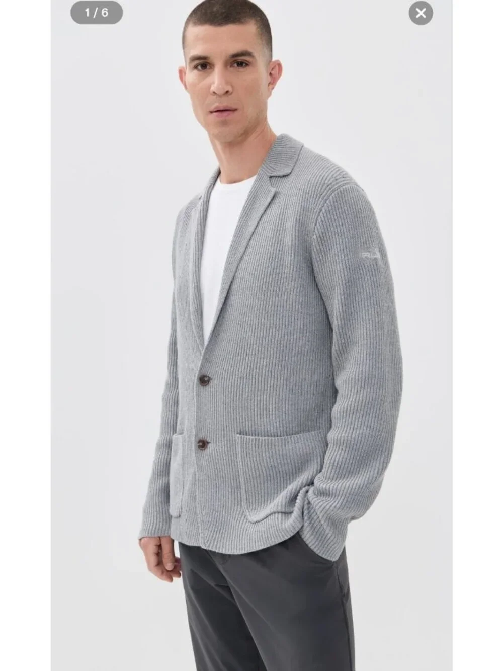 RLX Ralph Lauren Cotton Coolmax Cardigan SweaterSz L Notch Collar Preppy Golf